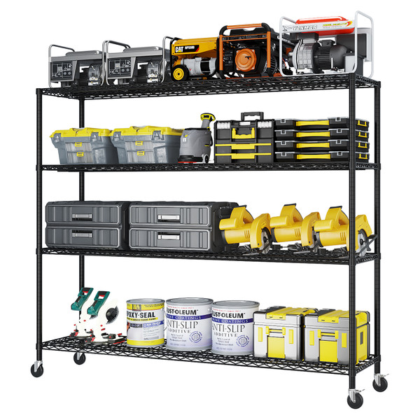 4-Tier Heavy Duty Wire Shelf Rack with Wheels product image