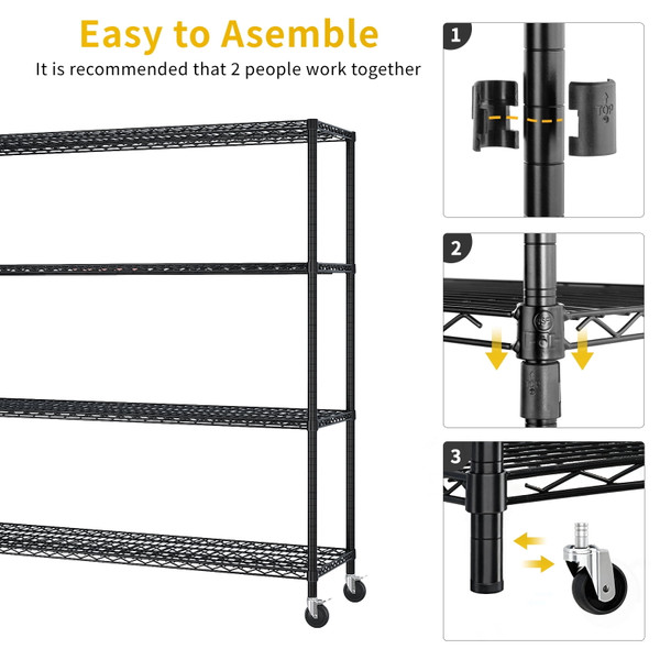 4-Tier Heavy Duty Wire Shelf Rack with Wheels product image