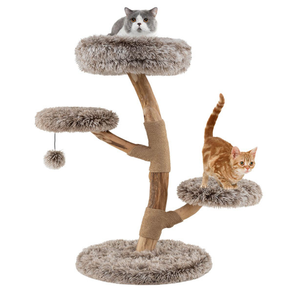 Modern Cat Tree with Pear Wood Trunks and Scratching Posts product image
