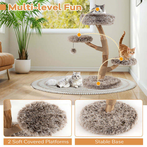 Modern Cat Tree with Pear Wood Trunks and Scratching Posts product image