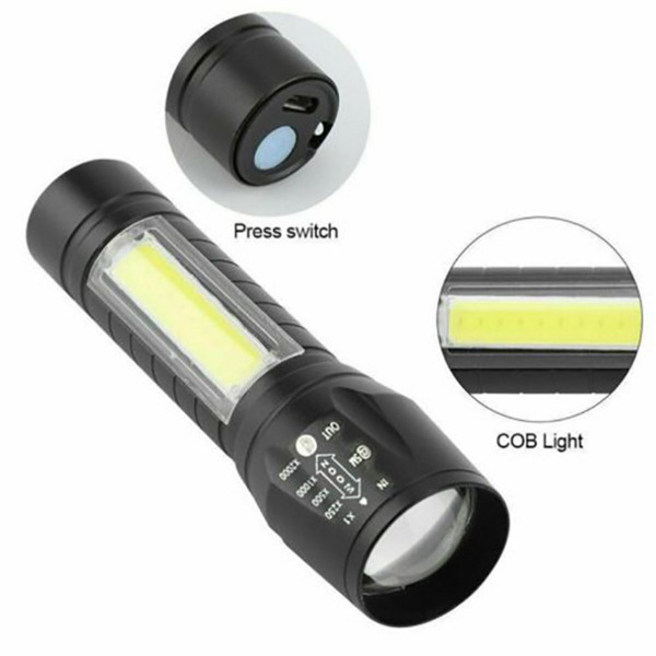Mini Zoomable USB Rechargeable LED Flashlight (4-Pack) product image