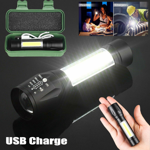 Mini Zoomable USB Rechargeable LED Flashlight (4-Pack) product image