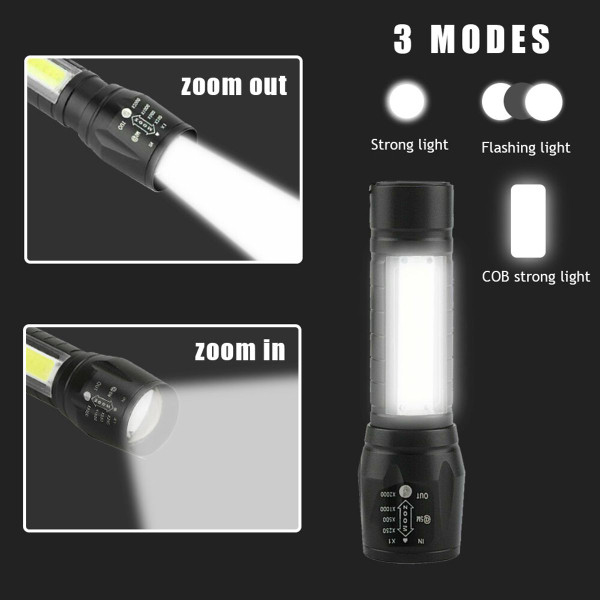 Mini Zoomable USB Rechargeable LED Flashlight (4-Pack) product image