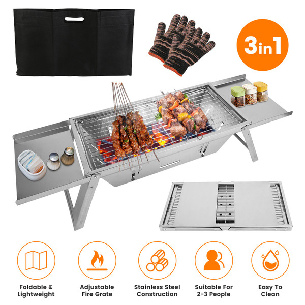 3‑in‑1 Portable Charcoal Grill product image