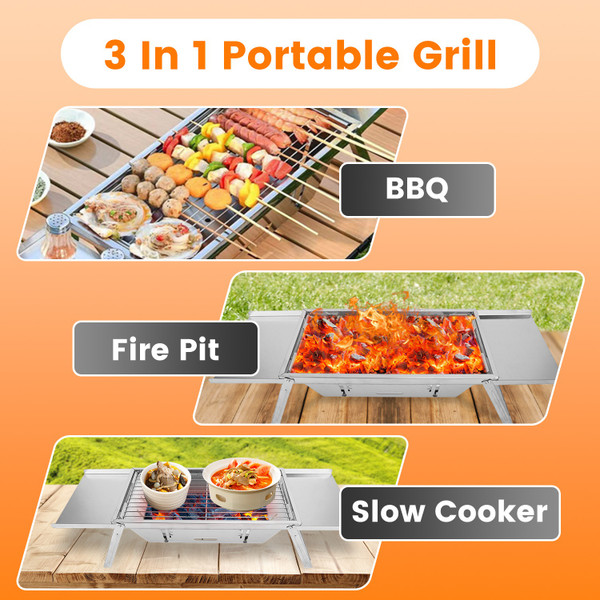 3‑in‑1 Portable Charcoal Grill product image