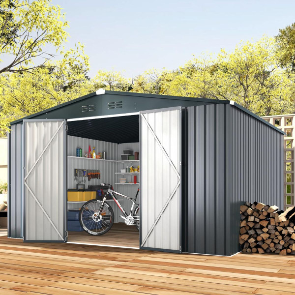 12' x 10' Metal Storage Shed for Outdoor and Lockable Doors product image
