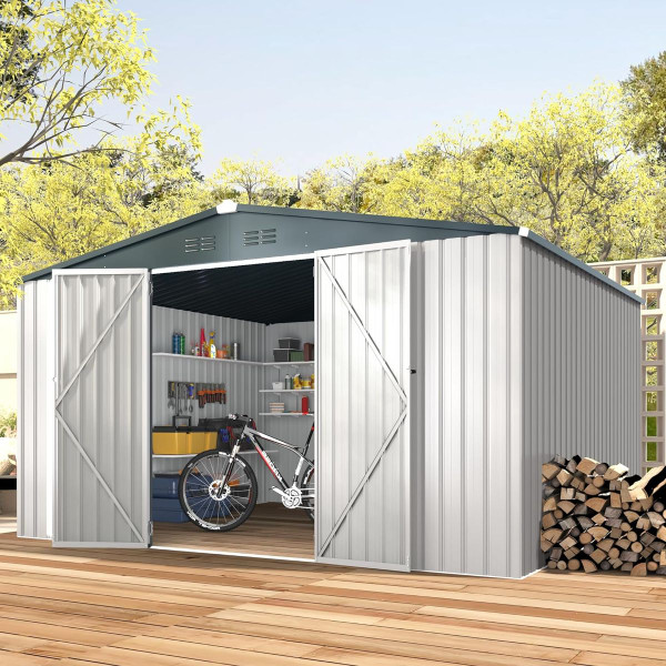 12' x 10' Metal Storage Shed for Outdoor and Lockable Doors product image
