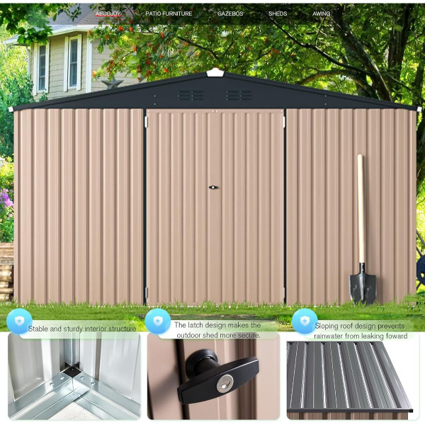 12' x 10' Metal Storage Shed for Outdoor and Lockable Doors product image
