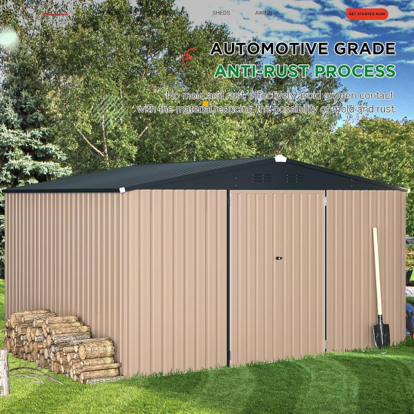 12' x 10' Metal Storage Shed for Outdoor and Lockable Doors product image