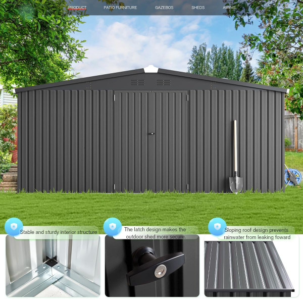 14' x 12' Metal Outdoor Large Steel Storage Sheds  product image