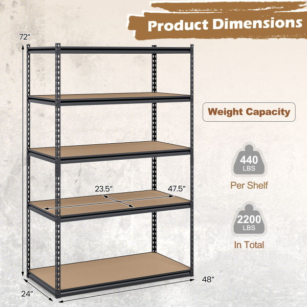 5-Tier Garage Shelving Unit (1- to 4-Pack) product image