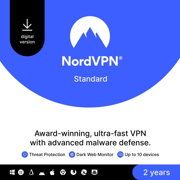 NordVPN Standard – 2-Year VPN & Cybersecurity Software For 10 Devices product image