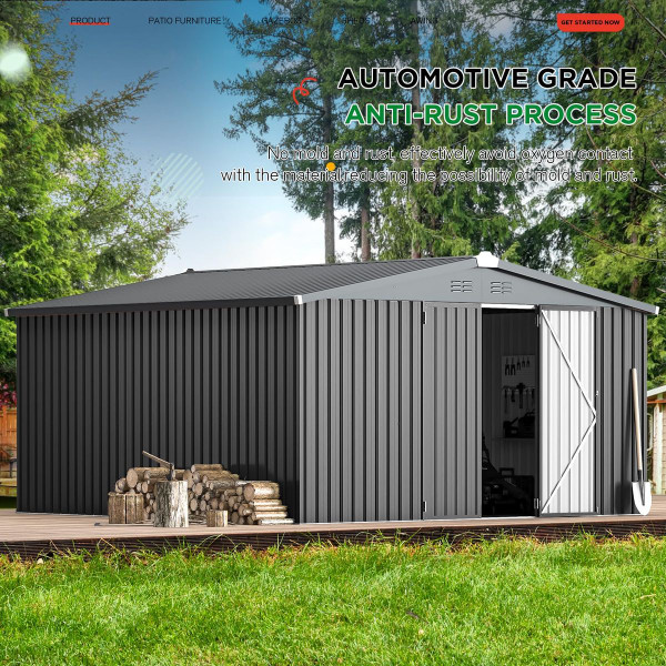 12' x 12' Outdoor Storage Shed with Lockable Doors product image