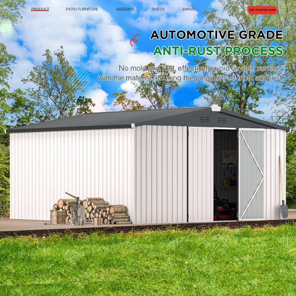 12' x 12' Outdoor Storage Shed with Lockable Doors product image