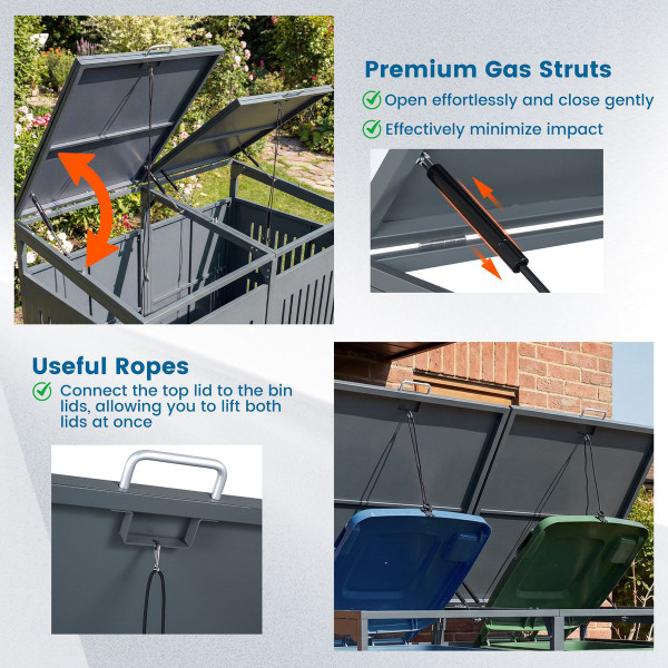 Outdoor Trash Can Storage Shed for 2 or 3 Bins product image