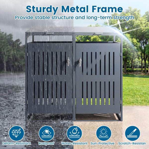 Outdoor Trash Can Storage Shed for 2 or 3 Bins product image