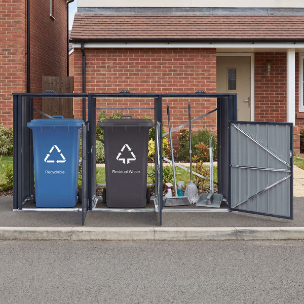 Outdoor Trash Can Storage Shed for 2 or 3 Bins product image