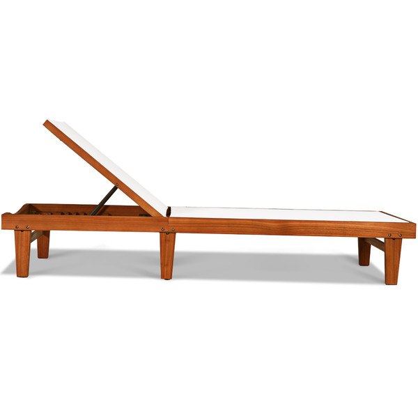 Outdoor Wood Chaise Lounge Chair with 5-Postion Adjustable Back product image