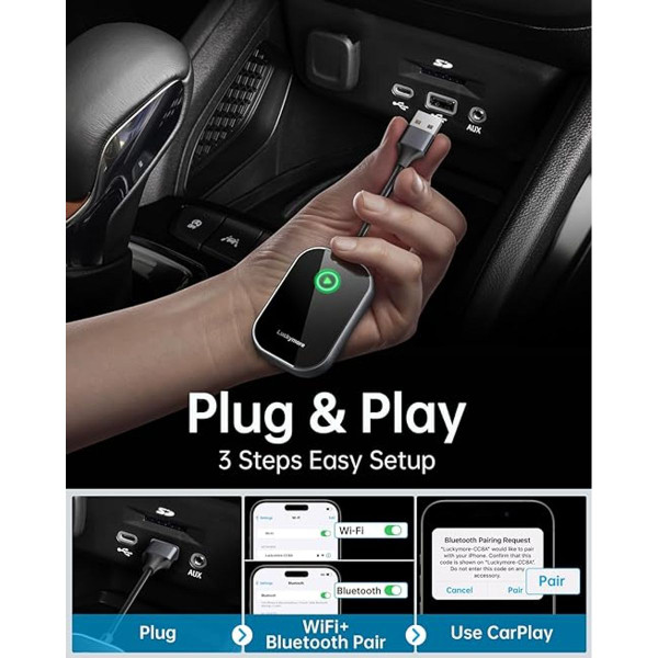 Luckymore Carplay Adapter Converts Wired to Wireless Dongle product image