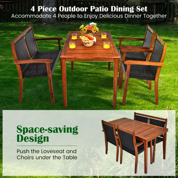 4-Piece Patio  Rattan Dining Furniture Set  product image