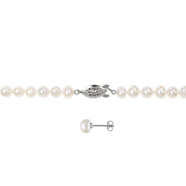 6-7mm Cultured Freshwater Pearl Necklace, Earrings and Bracelet Set product image