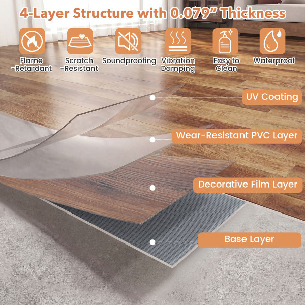 Waterproof Vinyl Floor Tiles (24 or 48-Pack) product image