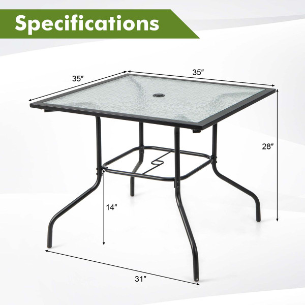 35'' Patio Dining Table with Tempered Glass Top product image