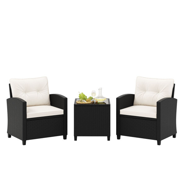 Black Rattan Patio Furniture Set (3 Pieces) product image