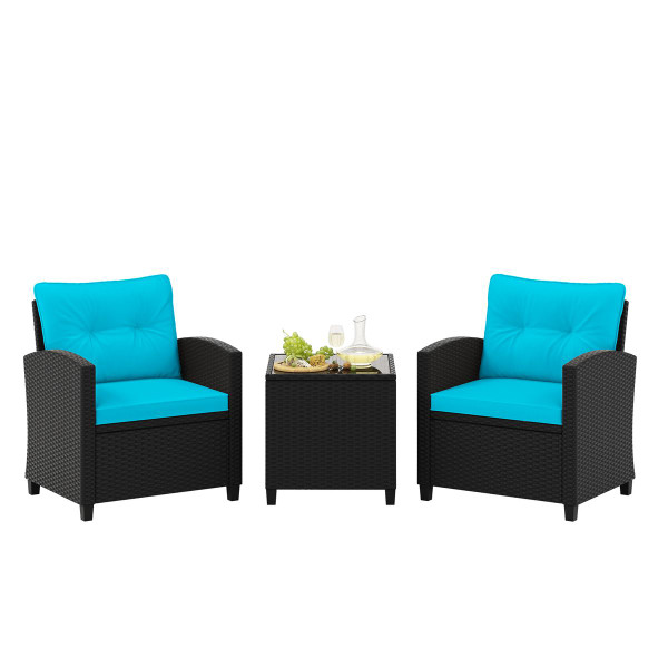 Black Rattan Patio Furniture Set (3 Pieces) product image