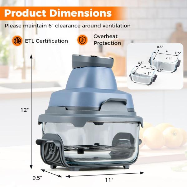 6-in-1 Portable Glass Air Fryer product image
