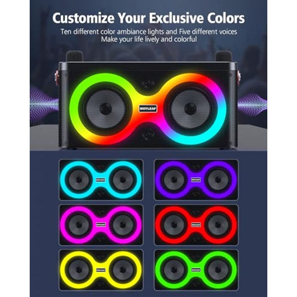 Karaoke Machine, Portable Bluetooth Speaker with 2 Wireless Microphones product image