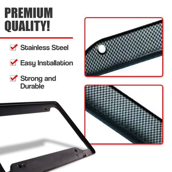 Zone Tech Carbon Fiber Plastic License Plate Frame (2-Pack) product image