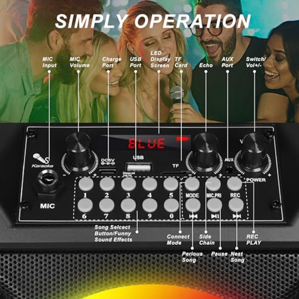 Karaoke Machine with Two Wireless Microphones  product image