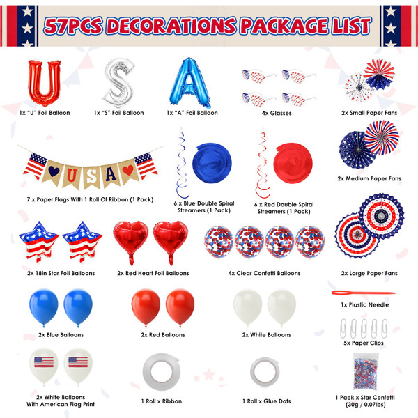 4th of July Decorations (57 Pieces) product image