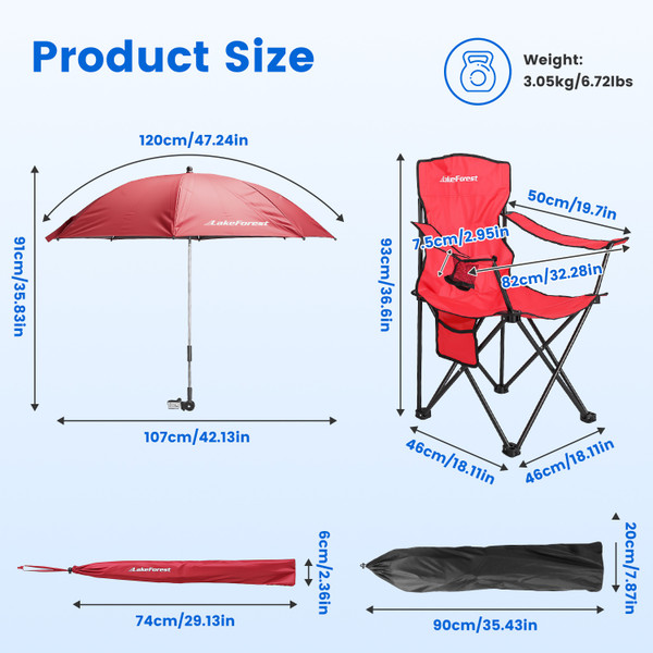 Portable Camping Chair with Sun Umbrella product image