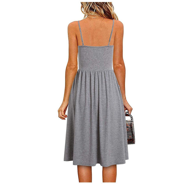 Women's V Neck Ruched Spaghetti Strap Midi Dress product image
