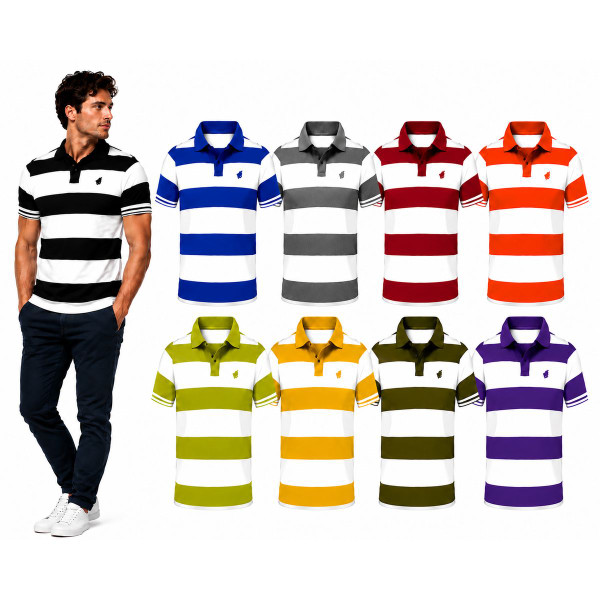 Men's Striped Short Sleeve Polo Shirt (4-Pack) product image