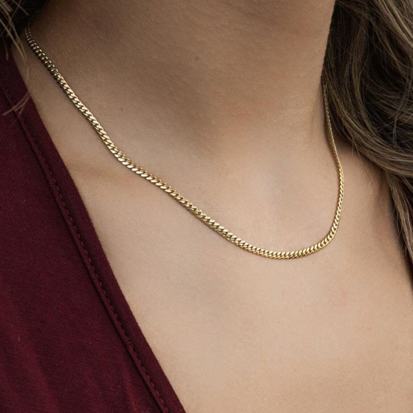 10K Solid Yellow Gold 3mm Miami Cuban Chain Necklace product image