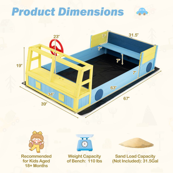 Kids' Wooden Themed Sandbox product image