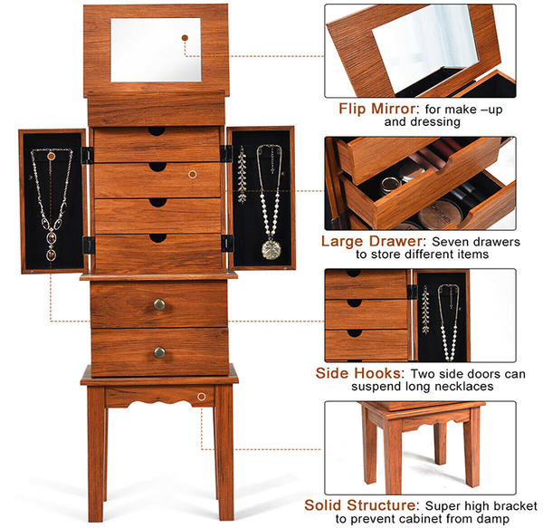 Vintage Freestanding Jewelry Cabinet product image