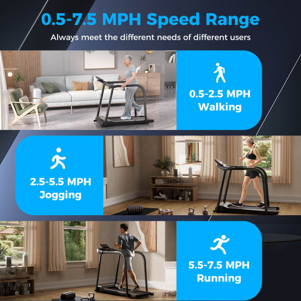 2.5 HP  Walking Treadmill with  Long Handrails product image