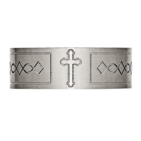 Men's 6mm Cross Design Titanium Wedding Band Ring product image