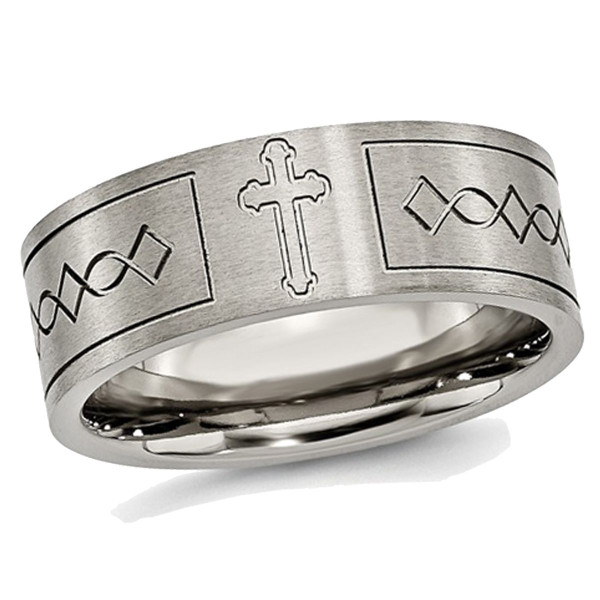 Men's 6mm Cross Design Titanium Wedding Band Ring product image