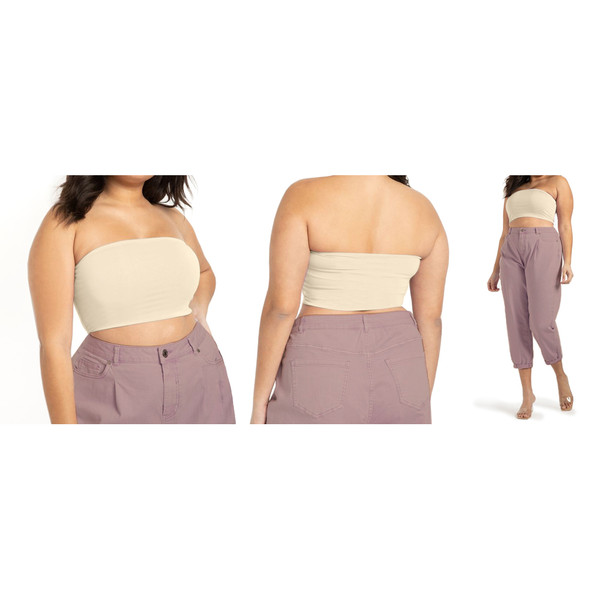 3-Pack: Women's Seamless Strapless Bandeau Crop Tube Top Bra