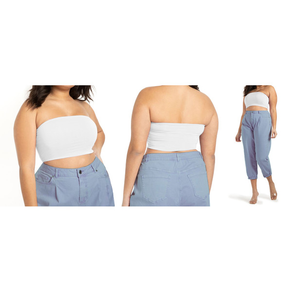 Women's Seamless Strapless Bandeau Crop Tube Top Bralettes (3-Pack