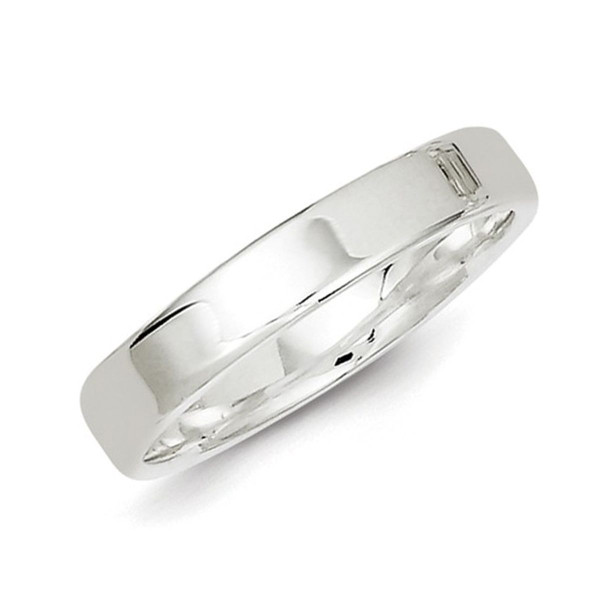 Unisex Comfort Fit 4mm Flat Wedding Band Ring in Sterling Silver product image