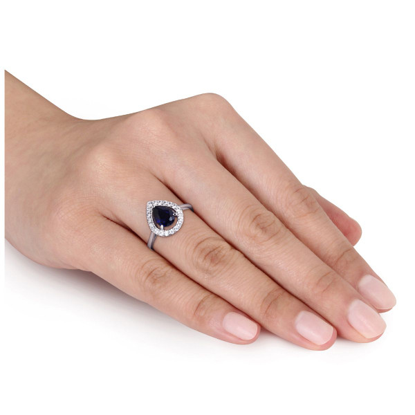 2.20 Carat (ctw) Lab-Created Blue and White Sapphire Ring product image
