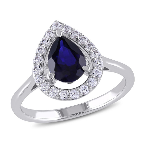 2.20 Carat (ctw) Lab-Created Blue and White Sapphire Ring product image