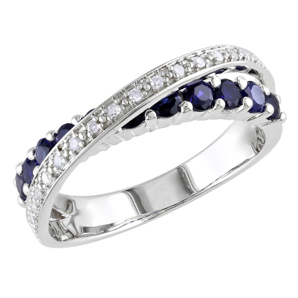 1.10 Carat (ctw) Lab-Created Blue Sapphire Ring in Sterling Silver product image