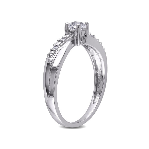 1/3 Carat (ctw) Lab-Created White Sapphire Ring with Diamonds in Sterling Silver product image